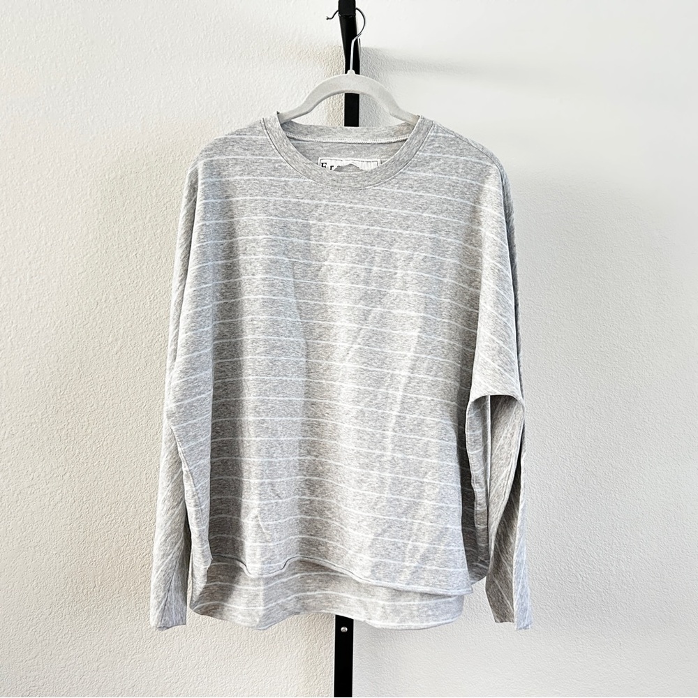 Frank & Eileen Tee Lab Continuous Sleeve Sweatshirt in Grey & Blue, Size S, New